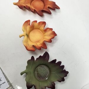 PartyLite Autumn Leaf Plate Trio - Orange, Yellow, Green